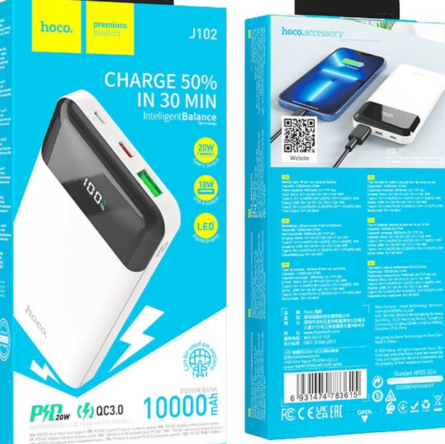 HOCO 10000mAh Power Bank J102 Cool Figure PD20W + QC3.0