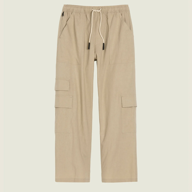 OAS Beige Cargo Linen Pants