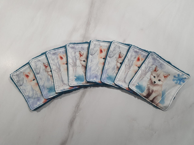 Lot de 8 lingettes loup bleues