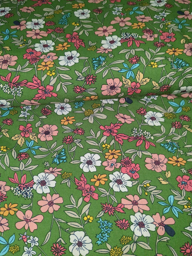 Grass Green Floral Viscose