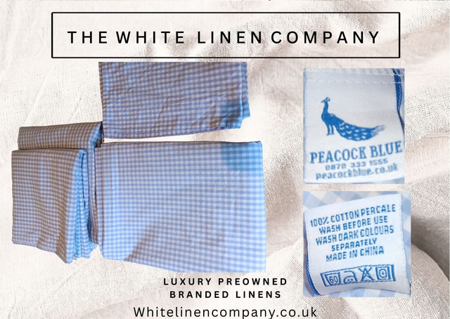 Single Blue Check 100% Cotton Duvet Cover, 2 x Fitted Sheets, Pillowcase