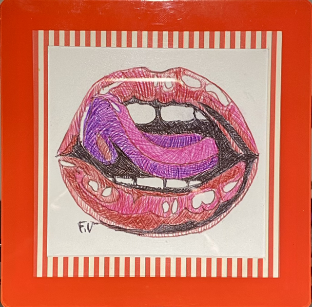 Petit cadre rouge Bouche Bic 🫦 langue