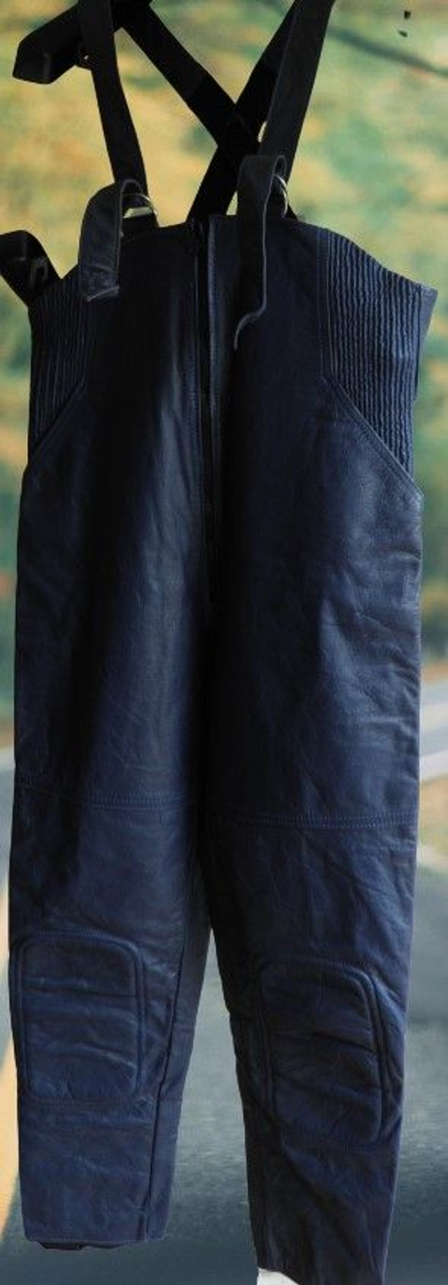 pantalon cuir à bretelles HONDA bleu taille 44
