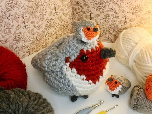 Crochet Bird - Huge European Robin 