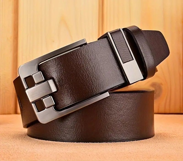 Ceinture cuir vintage Pour Homme, boucle à épingle couleur marron, Taille: 130 CM 