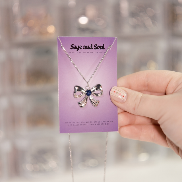 Sale - Silver Bow Necklace