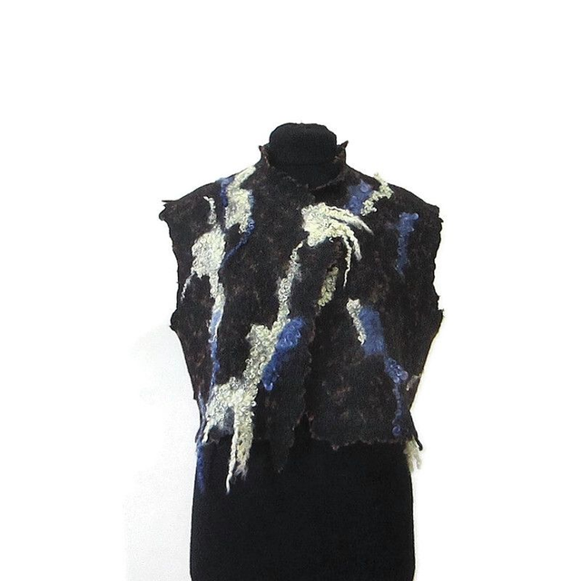 Gilet da donna in feltro di lana Gilet marrone beige caldo infeltrito fatto a mano