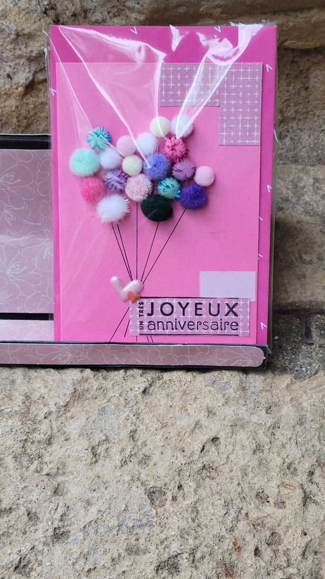 Carte d'anniversaire rectangulaire rose 
