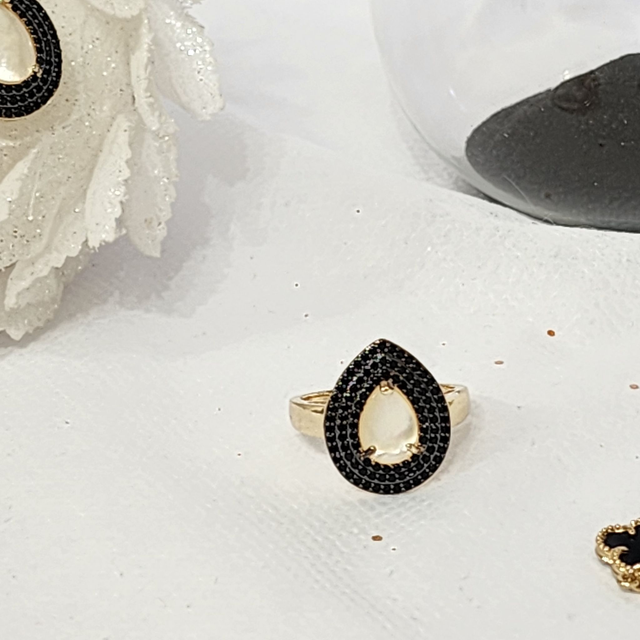 Anel Preto Cravejado N.22 – Ouro