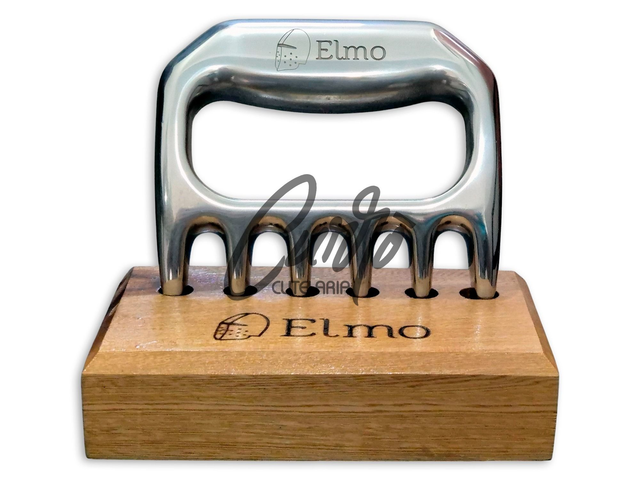 Garra De Urso Churrasco Elmo com Base de Madeira