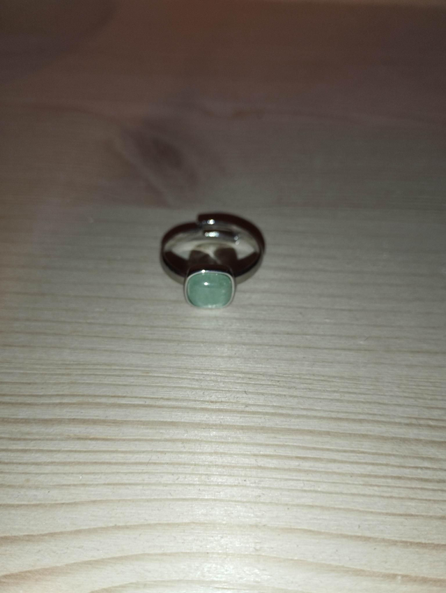 Aventurine verte bague réglable en métal argenté 