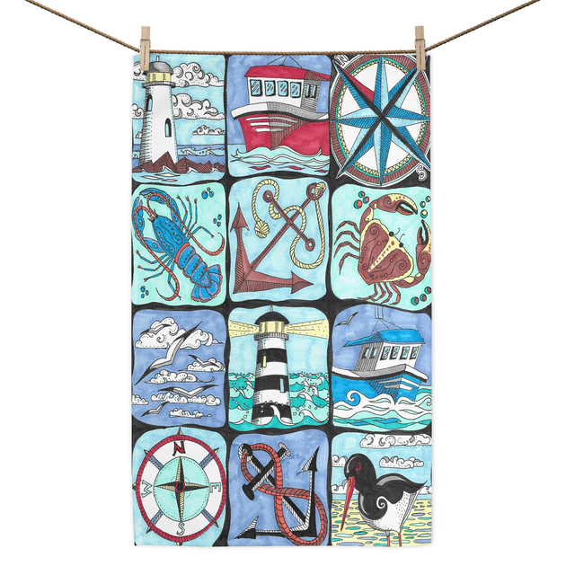 All at sea - tea towel
