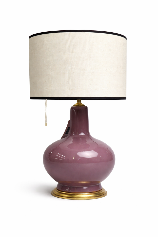 LAMPARA DE CERAMICA MALVA CON PANTALLA