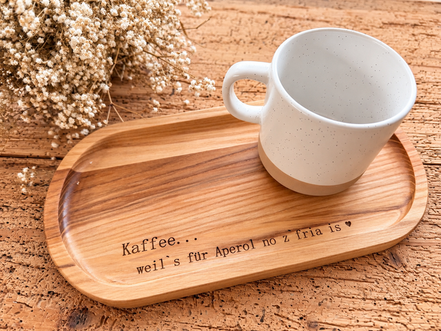 Kaffeeteller „Kaffee...Aperol“ – Esche geölt
