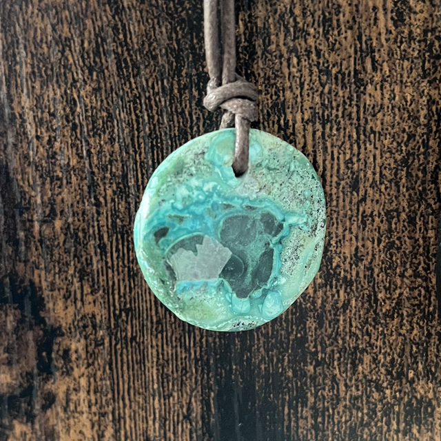 Pendentif en Chrysocolle avec Malachite