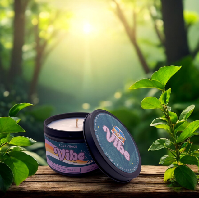 Bougie Vibe CBD au Bois de Santal - Sérénité et Luxe Naturel