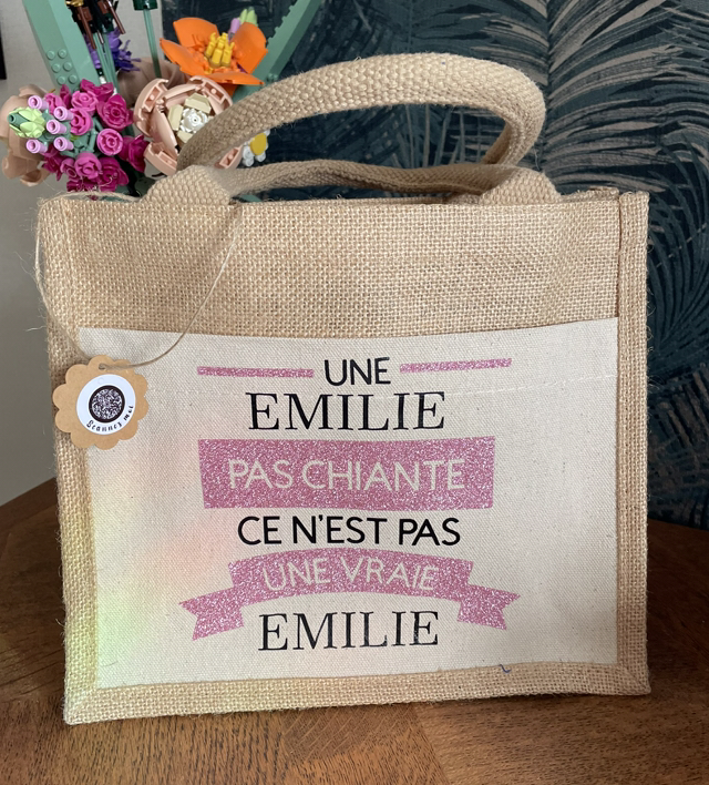 Petit cabas toile de jute et coton - personnalisable 