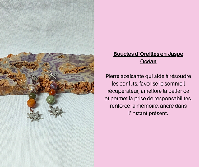 17- Boucles d'Oreilles en Jaspe Océan
