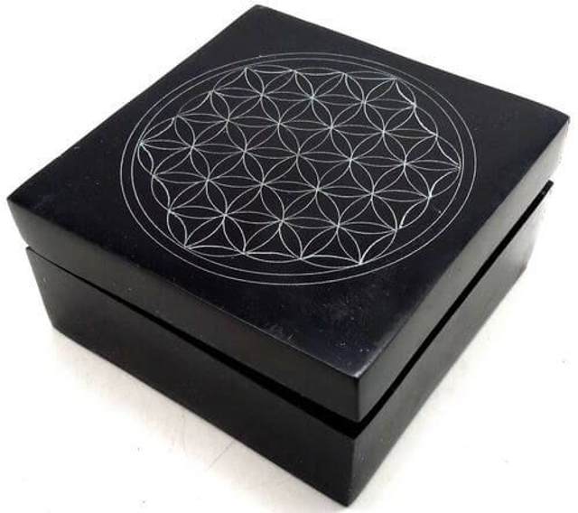 Boite à bijoux en saponite fleur de vie