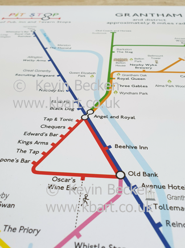 Grantham PITSTOP map Pubs, Inns and Taverns