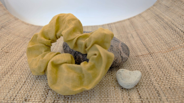 Chouchou jaune moutarde - Lin - 