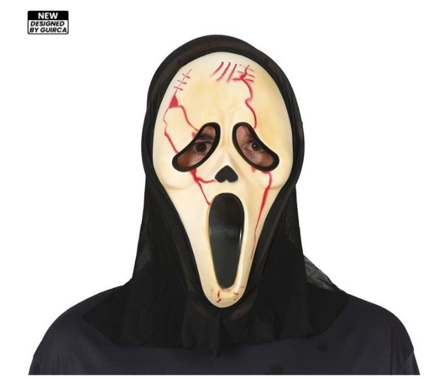 halloween ,  20059  MASCHERA DA ASSASSINO IN PVC CON SANGE CON CAPPUCC 