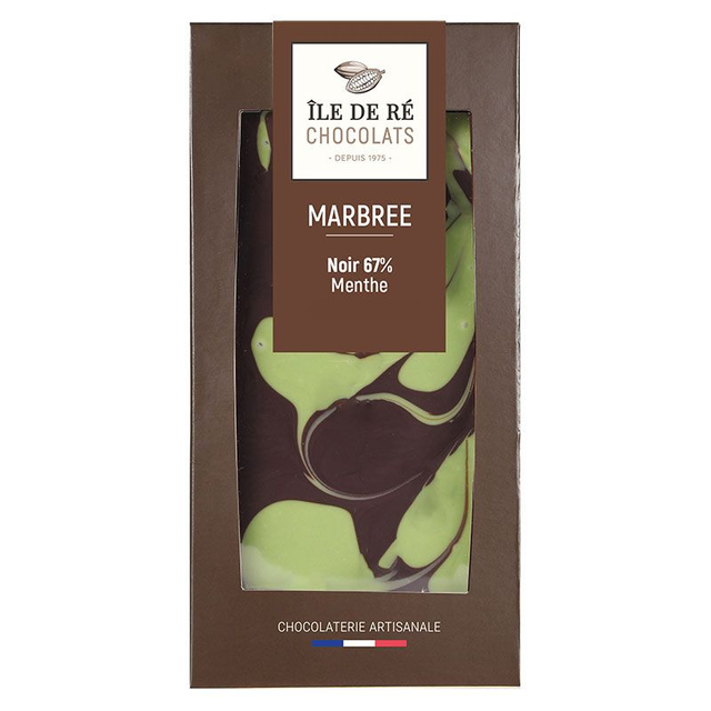 Tablette de Chocolat Noir 67% Marbrée Menthe