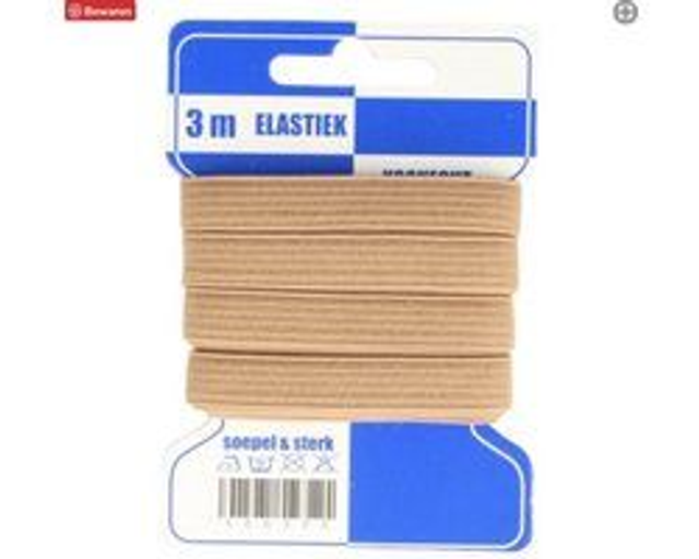 Gekleurd elastiek lichtbruin / 10 mm / 3 m (916)