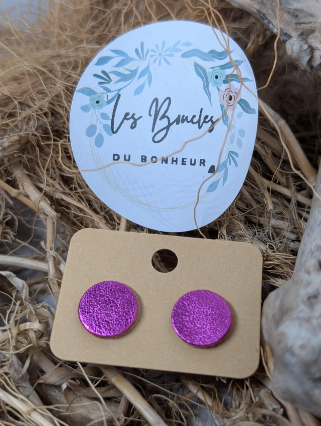 Boucles d'oreilles puces rose fushia pu079
