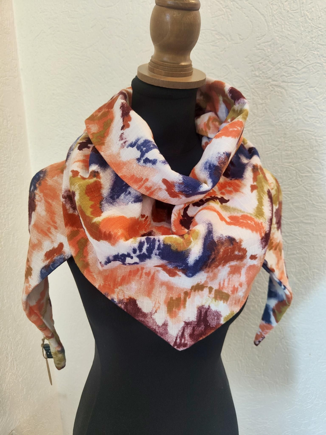 Chèche légère gaz de coton orangé