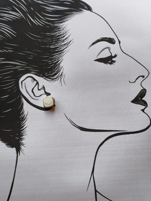 Boucles d'oreilles simples carrées - faïence italienne et laiton - no.3