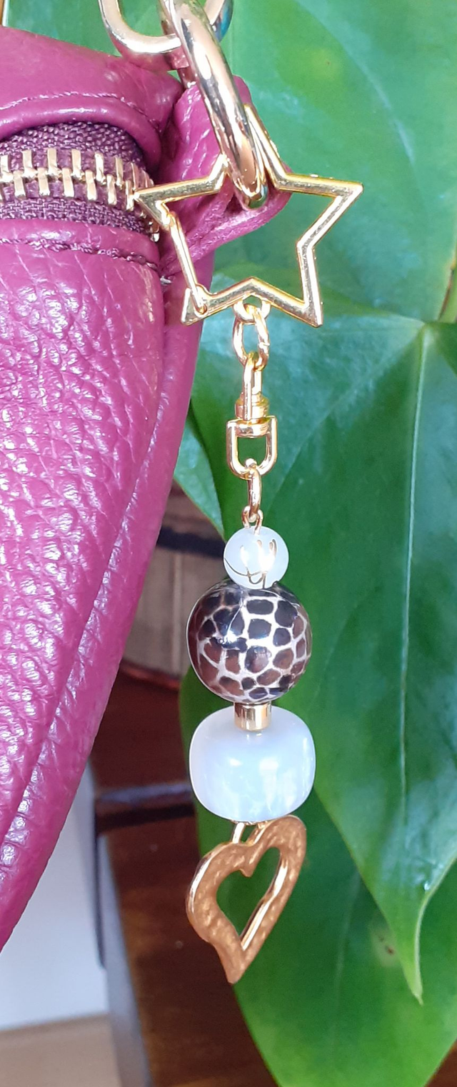 Tinpanoa Bijoux de Sac à main, doré, brun &amp; blanc nacré