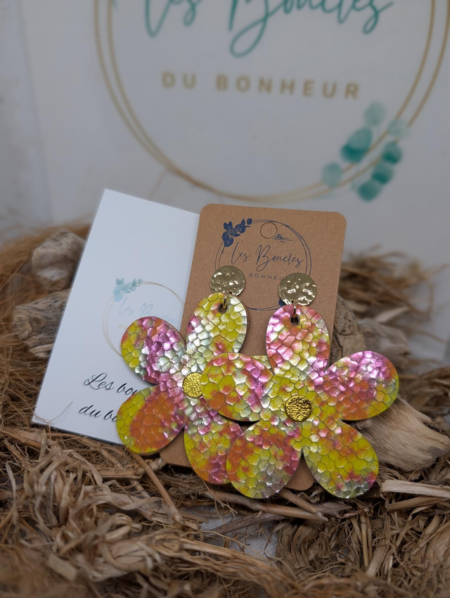 Boucles d'oreilles marguerite jaune orangé m655