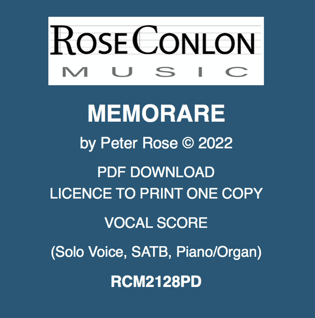 MEMORARE Vocal Score (Solo Voice, SATB, Piano/Organ) by Peter Rose