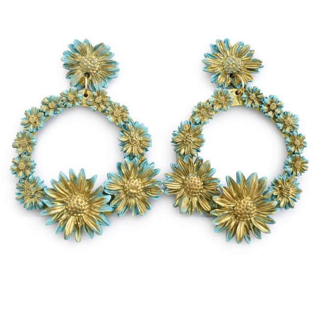 Pendientes artesanales primavera turquesa 