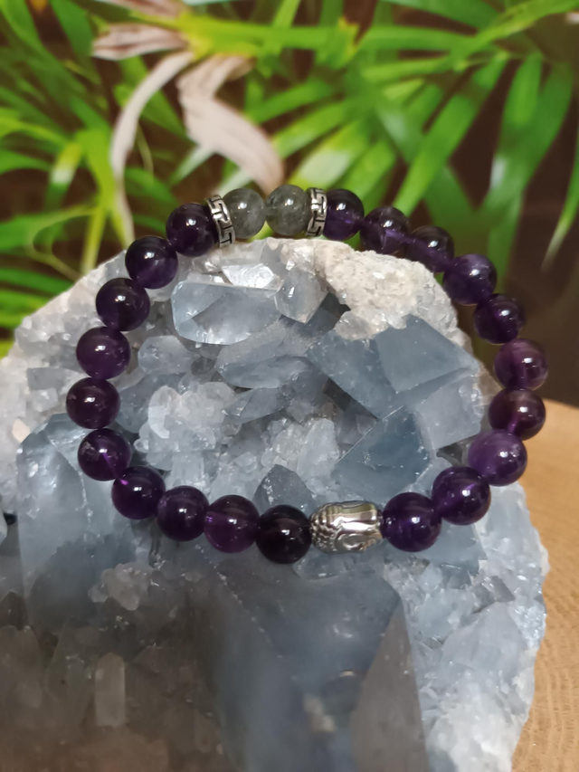 Bracelet en améthyste et labradorite