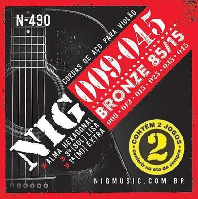 Enc Violão Aço 009 Nig N490 com 2 jogos Cód 999