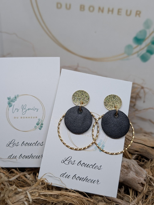 Boucles d'oreilles Moon noir ag132