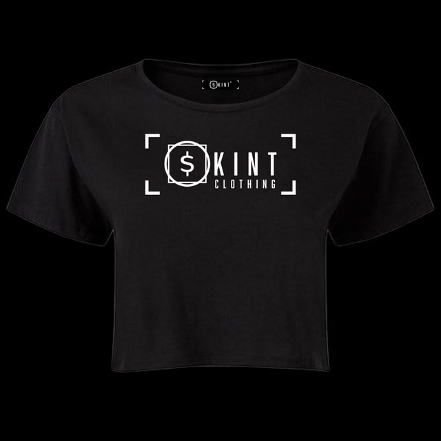 Skint Crop Top Velvet-Tee [Black]