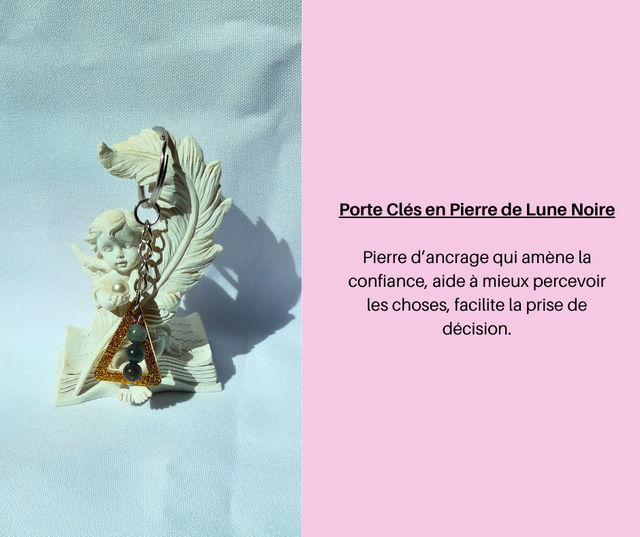 4- Porte Clés en Pierre de Lune Noire