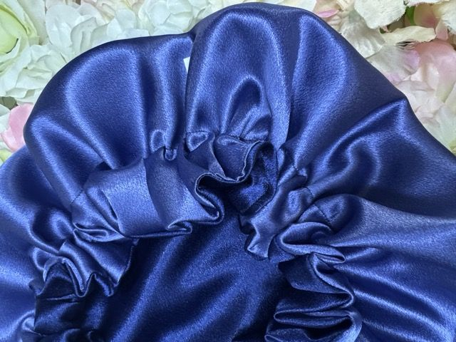 Bonnet en satin américain réversible Bleu Violet | Protection cheveux nuit | Anti-frisottis | Tailles S, M, L | Double face fait main