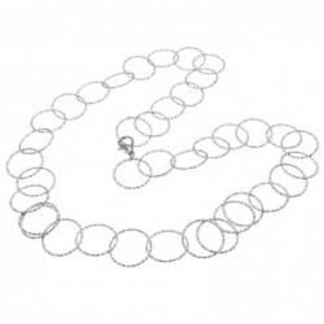 Collana donna in bronzo colore argento catena con cerchi grandi