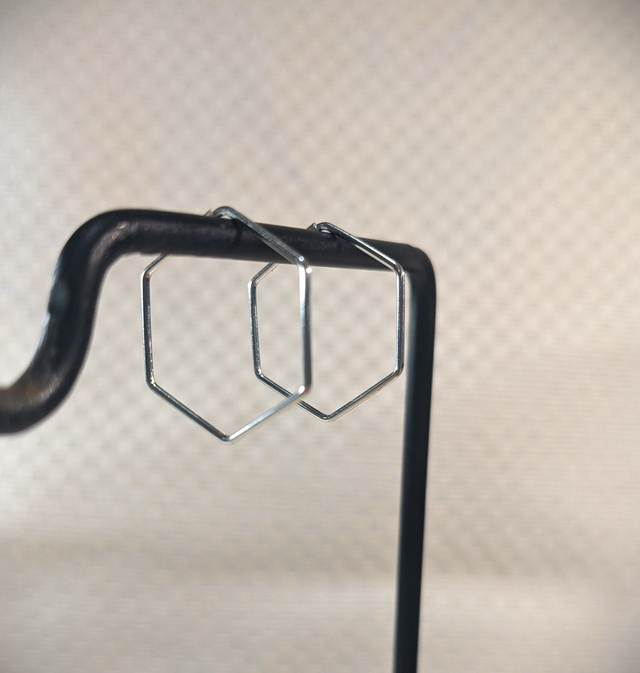 Collection Tomettes - "Exagòn" - Créoles Hexagones d'Argent 925