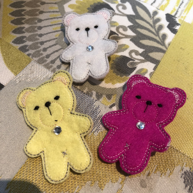 Pretty Teddy Bear Brooches - various colours available
