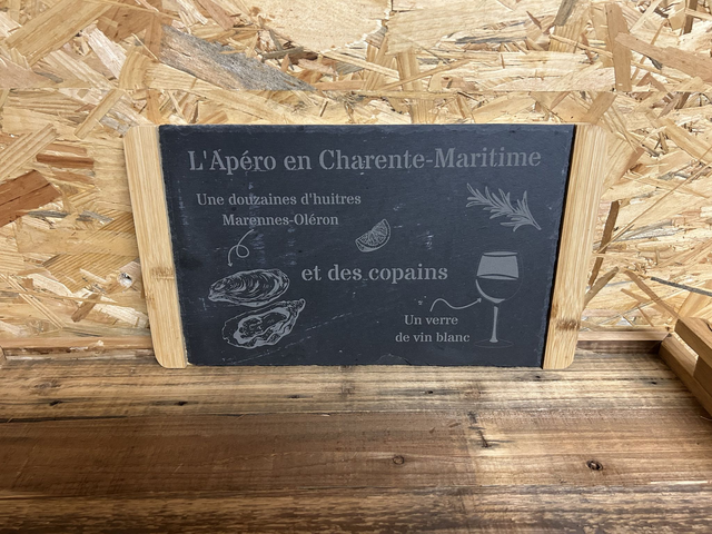 Planche Apéro en Ardoise et Bambou &quot;l&#039;Apéro en Charente-Maritime&quot;