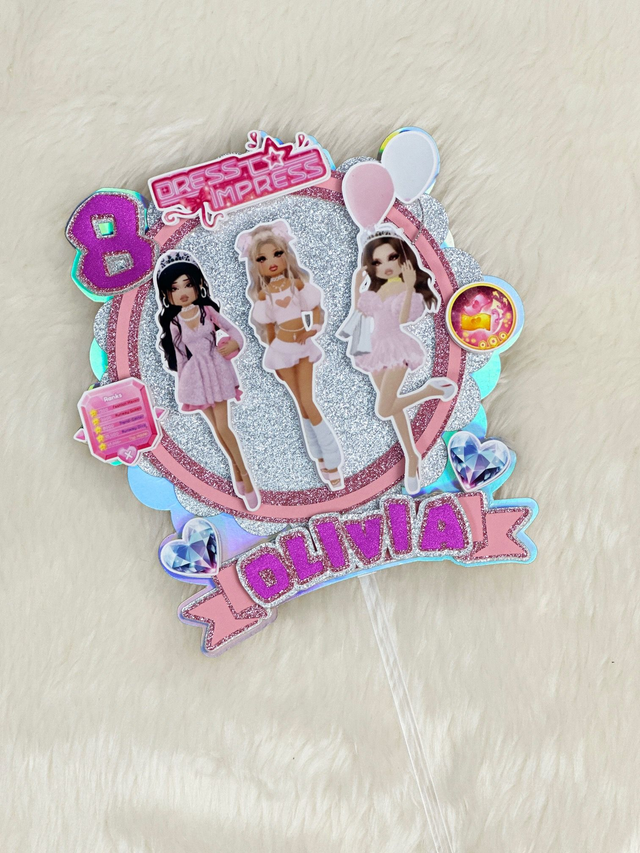 Personalised Dress to impress Cake topper