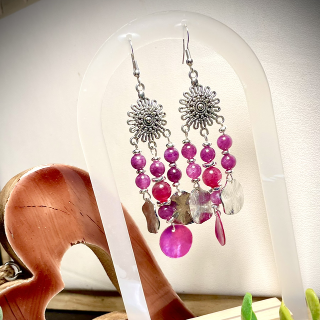 Boucles AVA Agate Rose