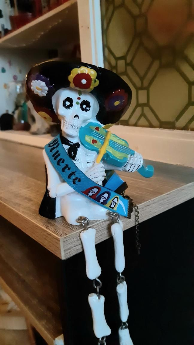 Bracelet tissus Santa Muerte bleu