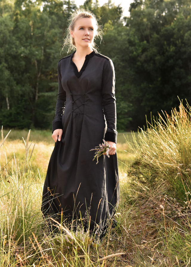 Kleid Meira mit Samt-Details, schwarz 