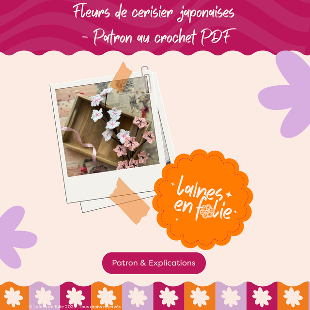 Patron au crochet – Les fleurs de cerisier japonaises (PDF)